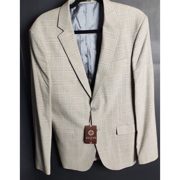 Snover Light Grey Check Blazer Men's Size 40 Modern Tailored Jacket - Picture 3 of 13